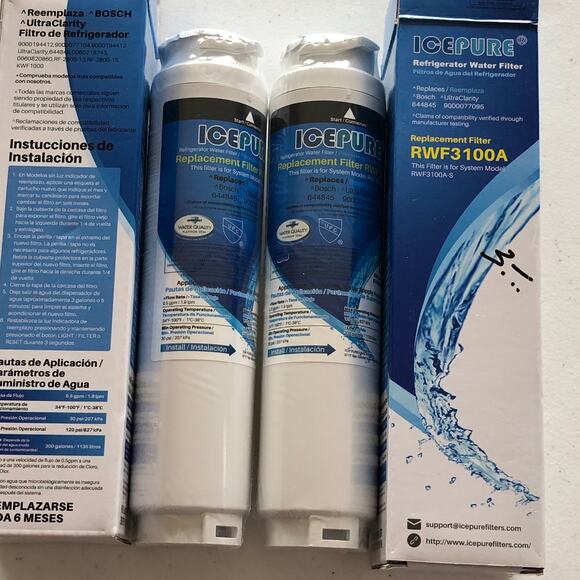 Ice Pure Refrigerator Replacement Filter RWF3100A NEW 2 Filters Included - Picture 3 of 6